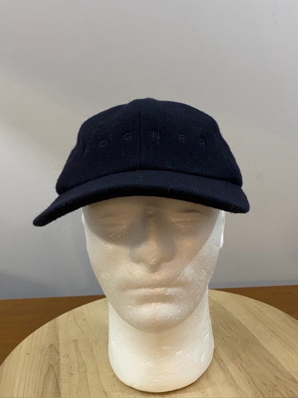 BOGNER Spell-Out Wool Baseball Cap Men's M Trapper Hat Ear Flaps Black Winter